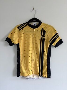 Voler Peloton Womens Club Yellow and Black Short-Sleeve Cycling Jersey Sz M